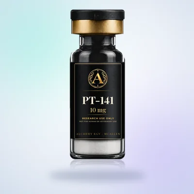 PT-141 10 mg vial with Alchemy RGV label, research use only